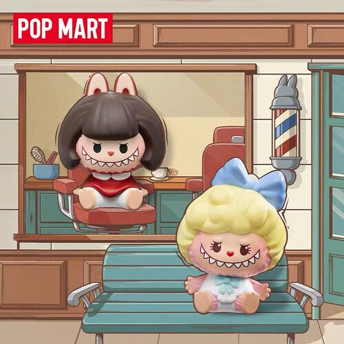 泡泡玛特LABUBU复古理发店系列POP MART盲盒手办卡通公仔潮玩摆件