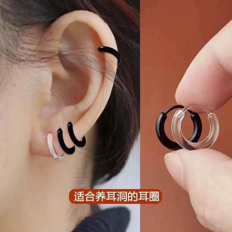 透明树脂耳圈养耳洞隐形耳钉女