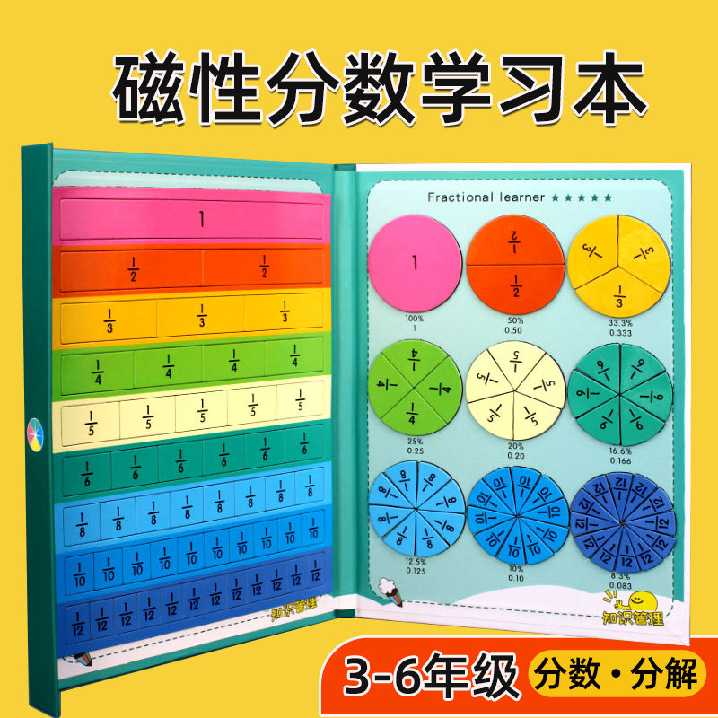 分数学习盘磁性演示器小学三年级数学五年级认识几分之几磁吸教具