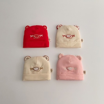 加棉婴儿帽子0到3个月男女宝宝护头囟门秋冬厚款新生儿胎帽夹棉冬