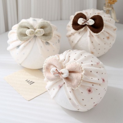 婴儿帽子春秋薄款印度帽男女宝宝清新韩版胎帽新生儿护囟门帽睡帽