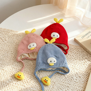 婴儿帽子秋冬季针织超萌新生婴幼儿毛线帽月龄男女宝宝保暖护耳