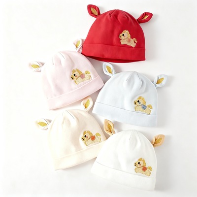 马年新生儿帽子婴儿春秋款宝宝胎帽双层护囟门帽月子帽纯棉保暖帽