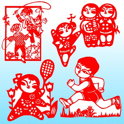 校园剪纸窗花创文明课间体育活动全民健身学校不干胶相框纸质装饰