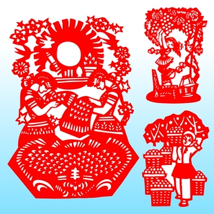 新农村剪纸发展特色农业丰收节勤劳致富美丽乡村生活民宿相框装饰