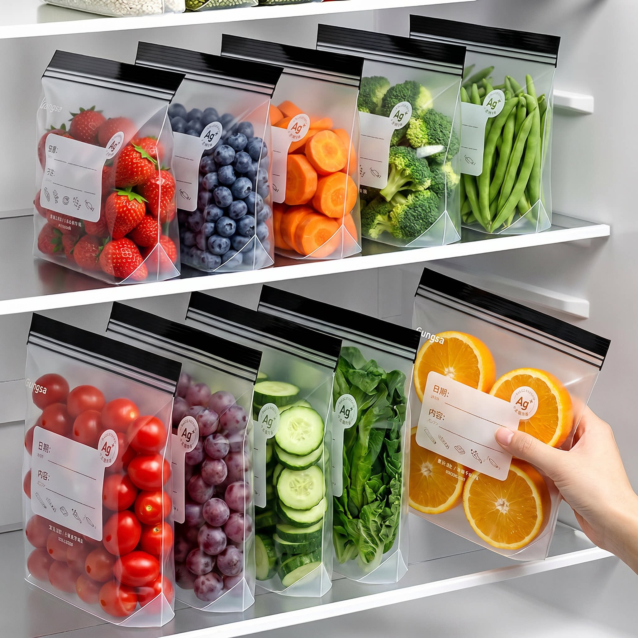 日本密实袋抗菌食品级加厚保鲜袋带封口冰箱专用密封自封袋可冷冻