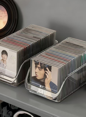 日本cd碟片收纳盒透明桌面专辑整理黑胶唱片展示架光盘磁带存放盒