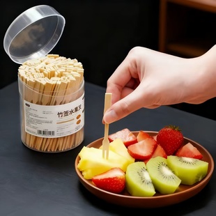 日本一次性水果叉子儿童宝宝可爱食品级天然竹子水果签蛋糕甜品叉
