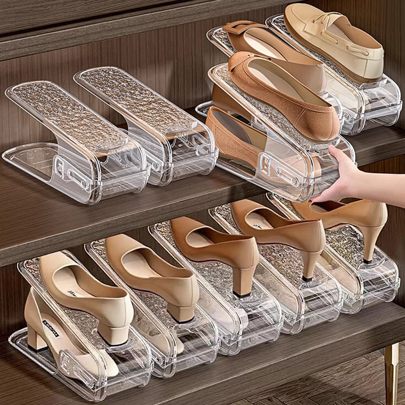 日本双层鞋架放鞋子收纳神器可调节鞋柜省空间子分层隔板鞋托架子