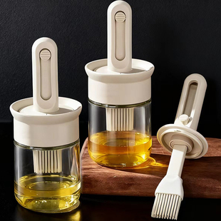 日本食品级厨房硅胶油刷玻璃油瓶一体耐高温家用烧烤烘焙专用刷子