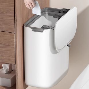 日本窄缝垃圾桶卫生间厕所壁挂式家用带盖厕纸收纳筒专用夹缝纸篓