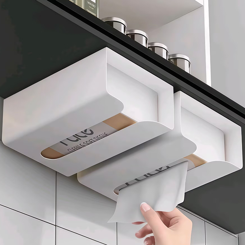 日本卫生间纸巾盒壁挂式免打孔面巾纸洗脸巾收纳盒厨房倒挂抽纸盒