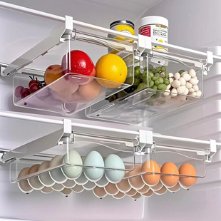 日本冰箱抽屉式收纳盒挂篮内部悬挂鸡蛋厨房保鲜冷冻置物架整理筐
