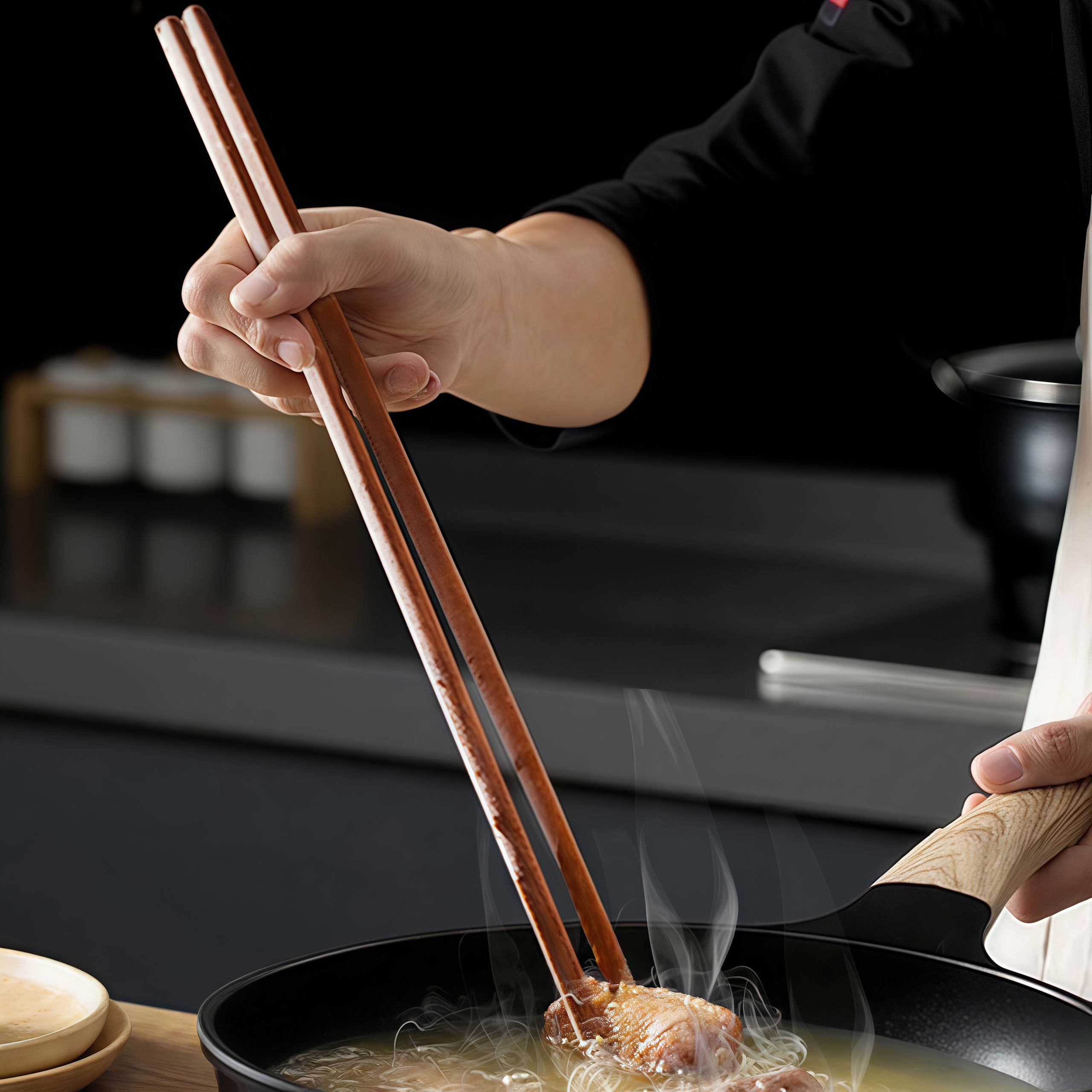 日本加长筷子油炸耐高温铁木防烫火锅筷子家用防滑捞面不发霉公筷