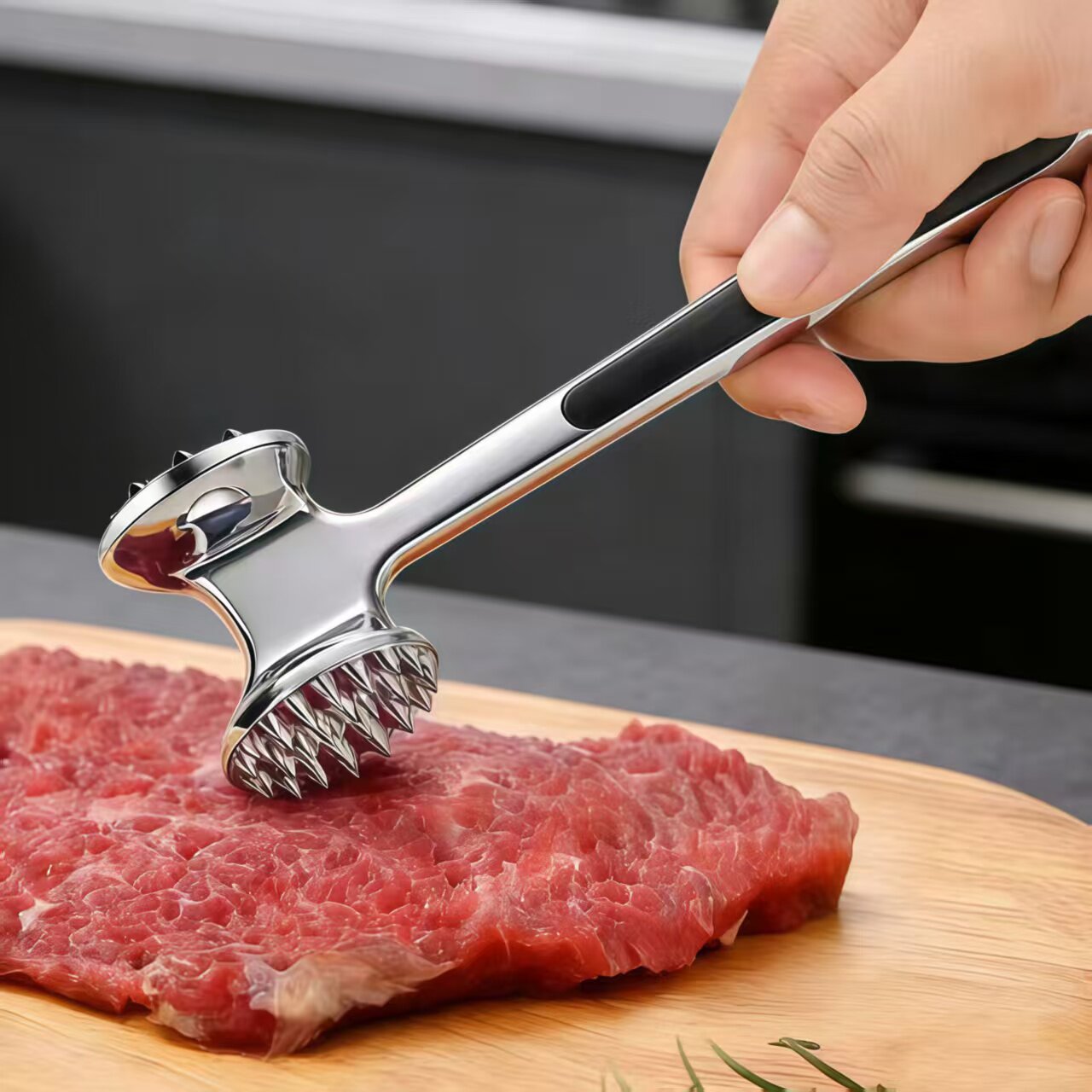 日本厨房敲肉锤牛排锤牛扒铝合金断筋器嫩肉双面打肉锤子家用松肉