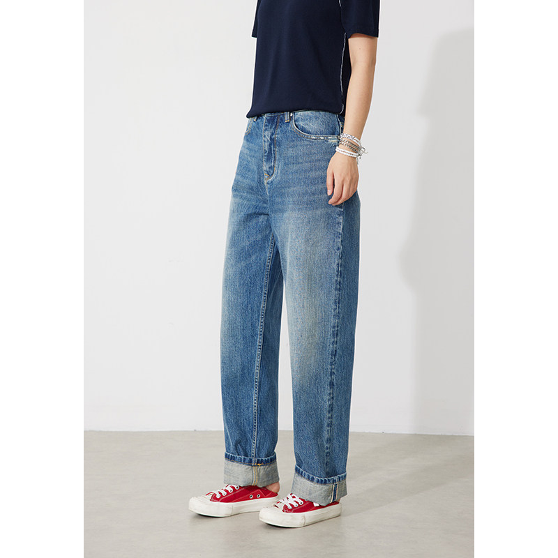 RUGOSAM「赤耳系列」暖冬上新 丨高腰女水洗磨白宽松牛仔裤RB0357