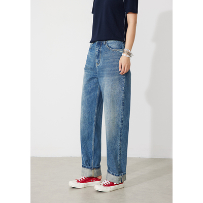 RUGOSAM「赤耳系列」暖冬上新 丨高腰女水洗磨白宽松牛仔裤RB0357