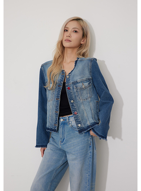 RUGOSAM「短外套系列」早春上新 丨无领毛边时尚牛仔外套RB0364