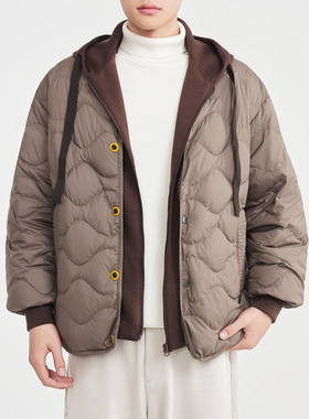 男装可脱卸帽羽绒服男2025冬新款葫芦绗线男士羽绒服 88946
