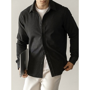 男衬衣 男轻商务加厚新款 CS20C0001 衬衫 毛呢保暖亲肤混纺翻领长袖