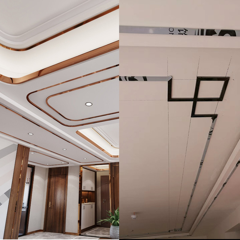 不锈钢包边圆弧转角吊顶收边扣条背景墙压边收口金属中式角花双12