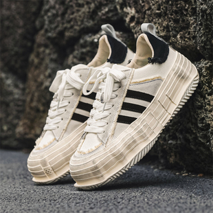 厚底乞丐鞋男小众帆布鞋溶解鞋脏脏鞋复古运动做旧鞋子情侣板鞋