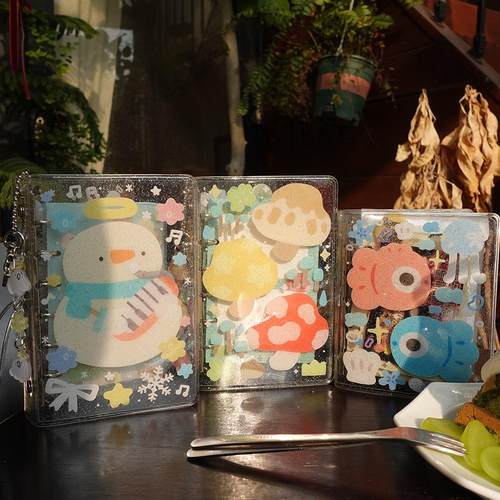 【M5/A7活页壳】蘑菇雪人金鱼 音符 心心事多 原创 绑绳手帐本