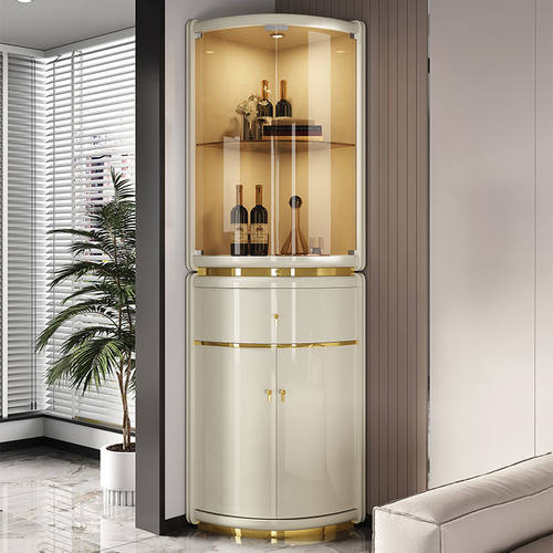 不锈钢角柜家用餐厅转角柜弧形墙角柜客厅靠墙酒柜简约现代