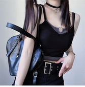 西洋果子爱心吊带挂脖背心假两件纯色短款 辣妹内搭打底夏季 女