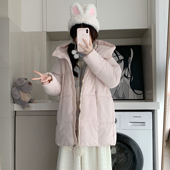 西洋果子秋冬季 粉色棉服女短款 小个子学院风连帽宽松韩系宅萌保暖