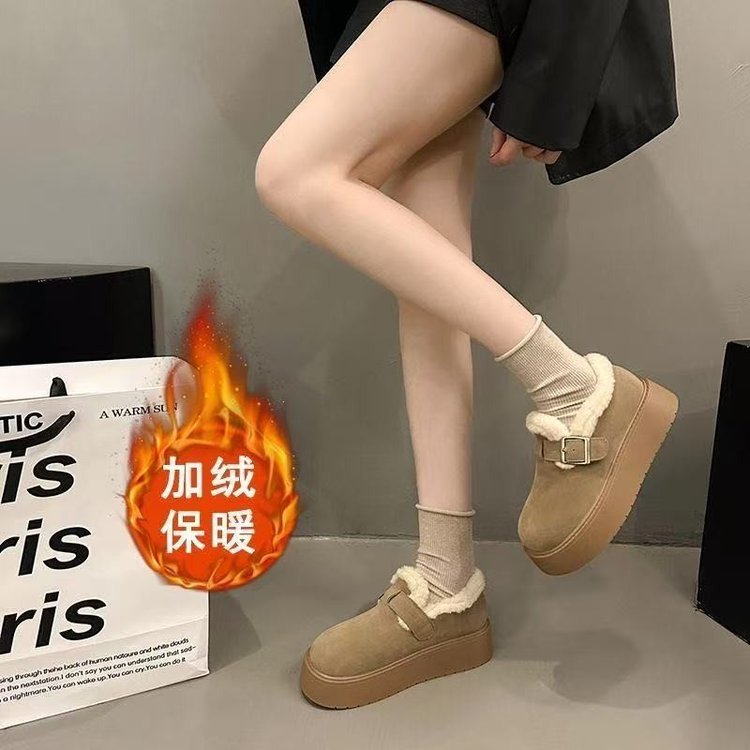 加绒豆豆勃肯鞋毛毛鞋子保暖棉鞋