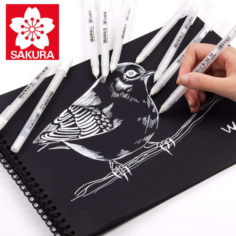 樱花牌白色高光笔手绘水彩勾线素描彩铅记号笔彩漫画波晒笔油漆笔