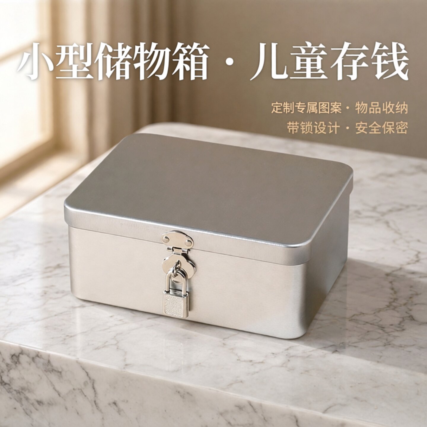 家用带锁密码铁盒现金小型保险箱图片