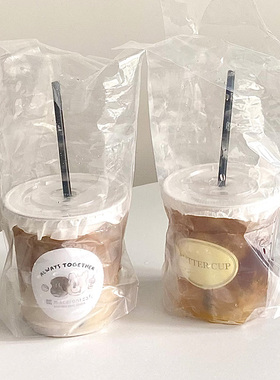 咖啡奶茶杯一次性打包袋果汁饮料高透明加厚单杯双杯冰粉碗手提袋