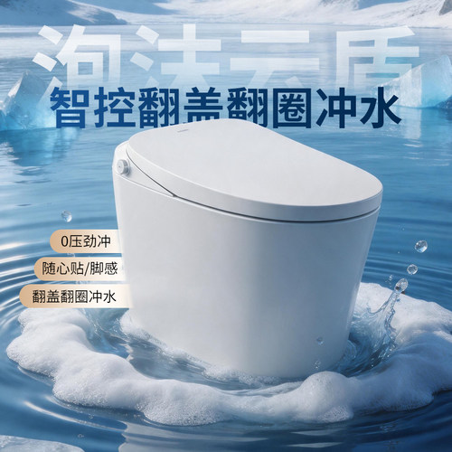 恒洁轻智能马桶泡沫盾脚感翻盖翻圈带水箱家用马桶E320B/E320Bpro