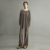 韩系松弛感T恤微喇裤 新款 休闲两件套 女2026春季 减龄显瘦运动套装