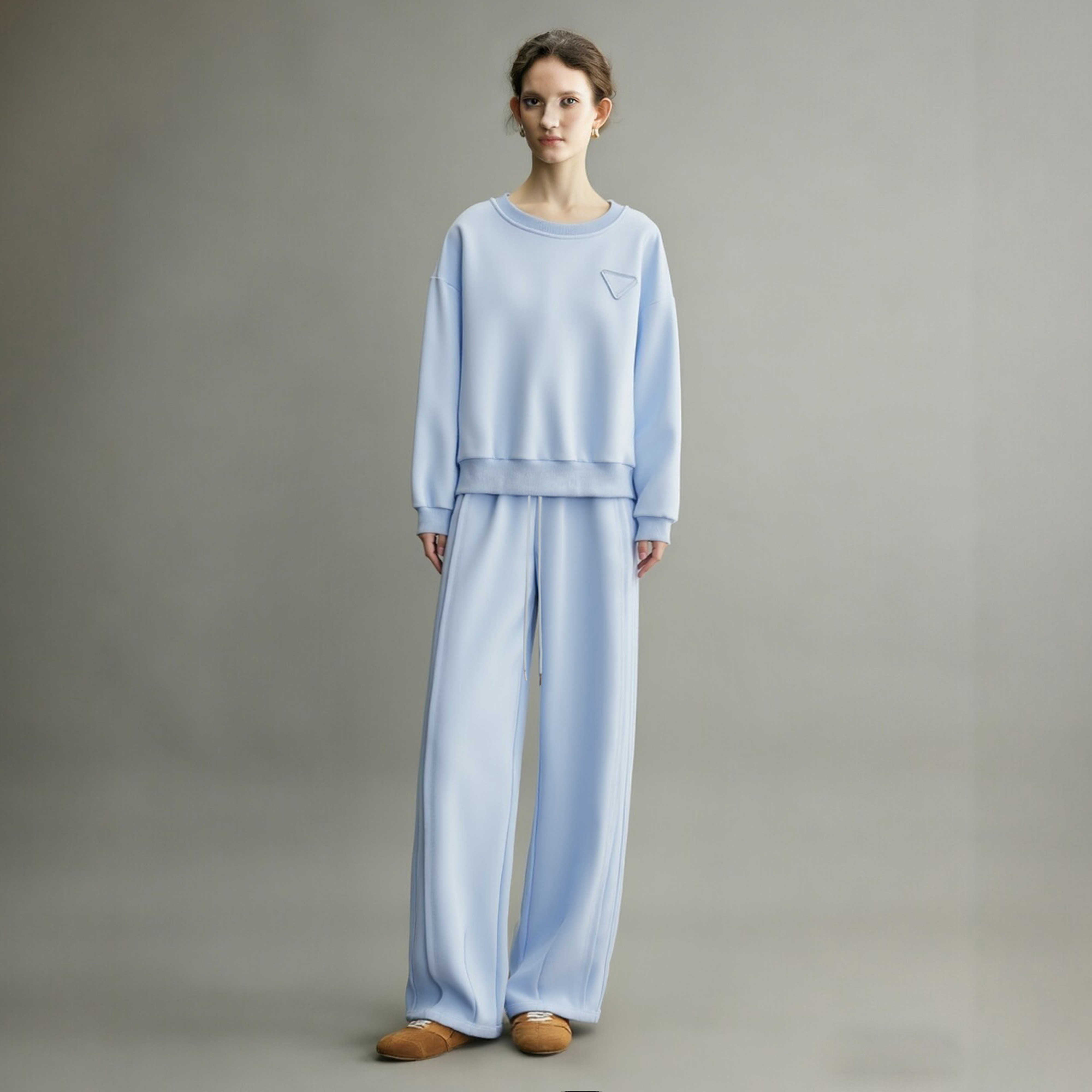 蓝色运动套装女2026年春季新款淡人高知穿搭一整套卫衣休闲两件套