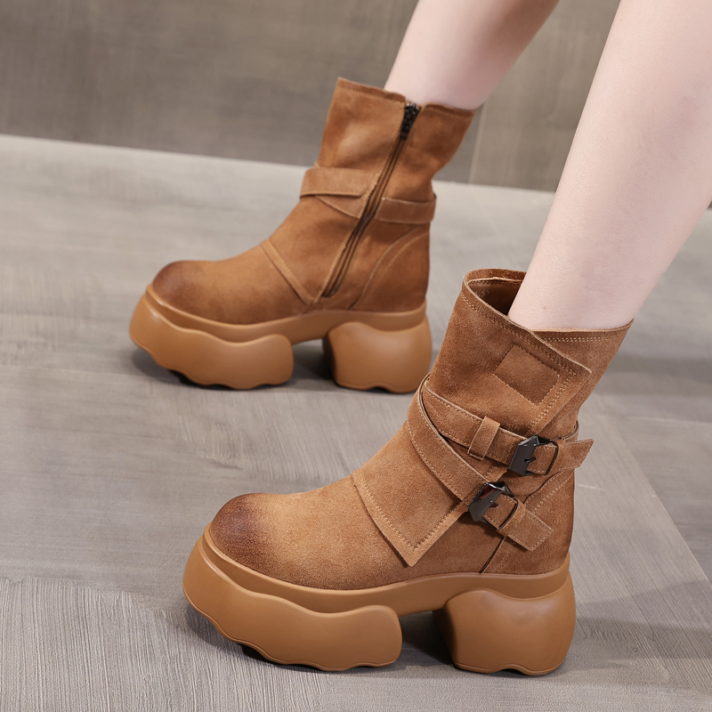 秋冬爆款厚底英伦风马丁靴女内增高女靴子休闲百搭小个子女鞋子潮