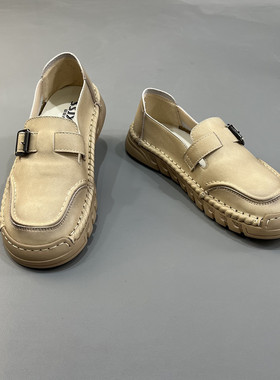 （66116）2025年新款休闲复古真皮勃肯鞋女一脚蹬妈妈鞋软底单鞋