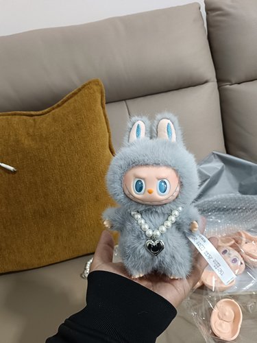 原创版手工改娃17㎝拉布布搪胶脸皮套装毛绒公仔包包挂件生日礼物