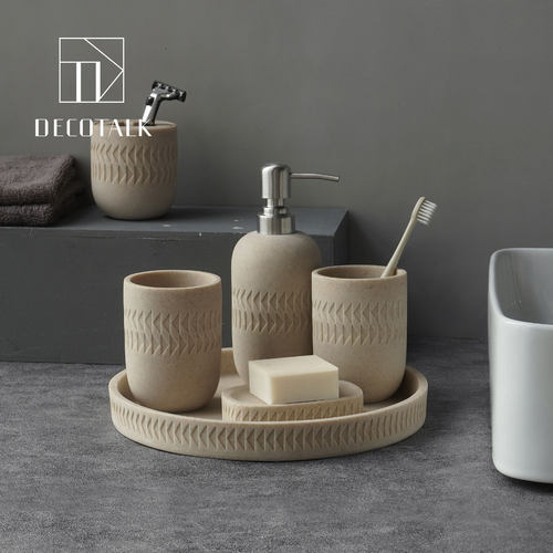 原创北欧卫浴洗漱套件侘寂风托盘