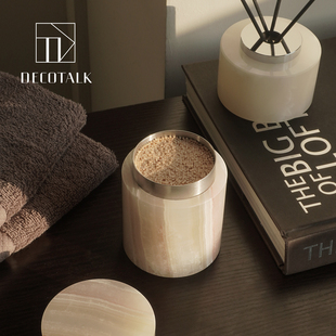 DecoTalk奢华天然大理石牙签筒储物罐客餐厅牙线盒浴室棉签收纳罐