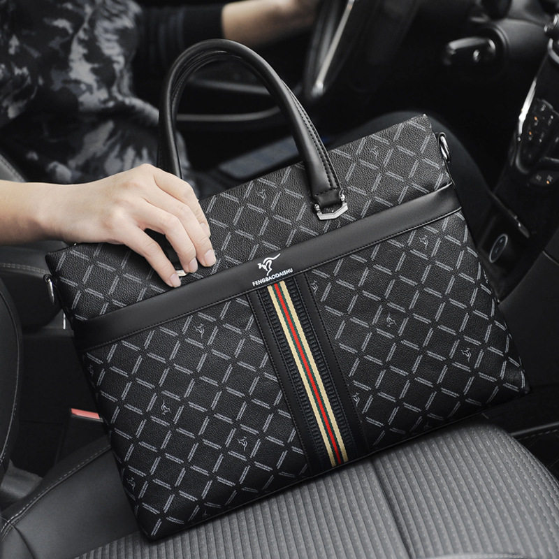 高级感男包男士休闲手提包大容量公文包商务出差会议文件包电脑包