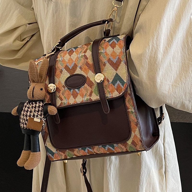 高级感小众双肩背包包女2024新款斜挎包女洋气百搭时尚单肩手提包