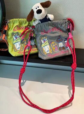 ball chain刺绣斜跨小包包夏季装手机潮流百搭竖款钥匙零钱包