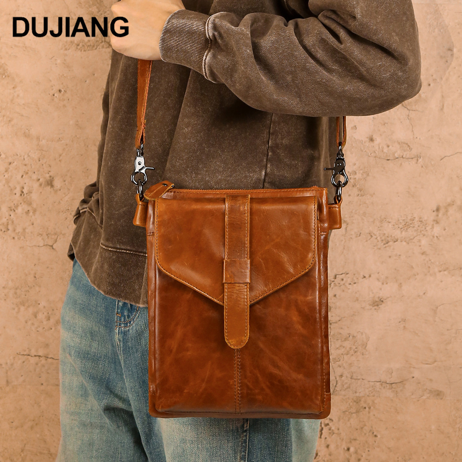 新款真皮单肩包通勤男士休闲挎包高级感大容量包包男包斜挎包