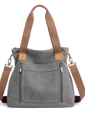 帆布包女休闲单肩包女士包包斜挎包女2020新款百搭手提大容量女包