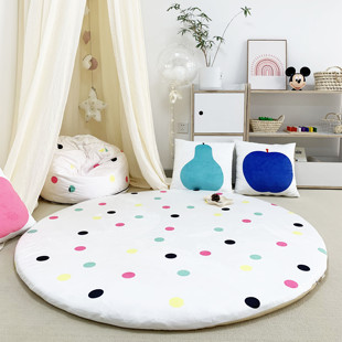 韩式 儿童房地垫婴儿加厚家用防摔无甲醛可爱地毯垫圆形豆袋可拆洗