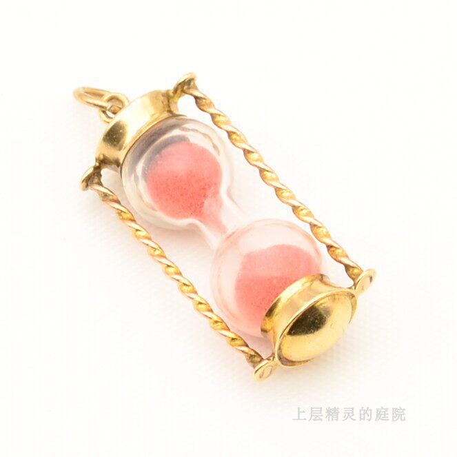 SOLD【庭院古董首饰】1920年代古董9K金沙漏计时器古董吊坠 孤品