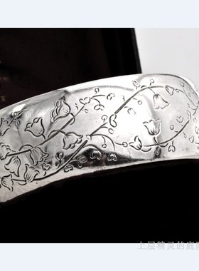 西洋古董Vintage首饰 幸福铃兰＆欧洲精细錾刻925银铃铛花手镯